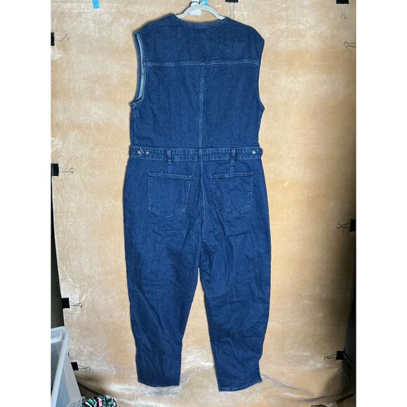 Universal Thread Denim Jumpsuit Sleeveless Full Zip Dark Wash Women's Size 16 - Picture 9 of 12